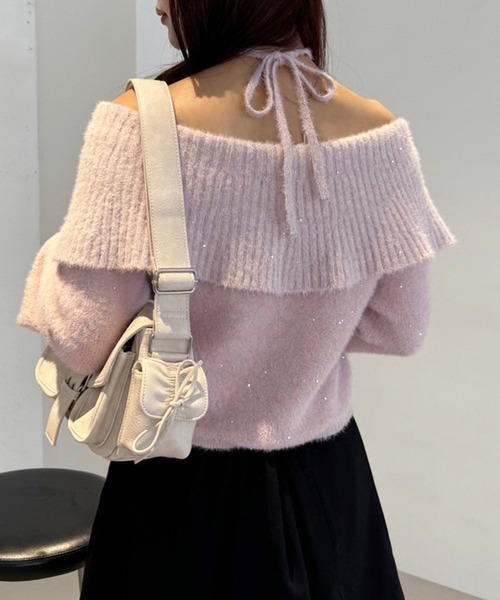one after another NICE CLAUP(ワンアフターアナザーナイスクラップ)の「コサージュセット/スパンコールセーラーニット(ニット/セーター・レディース・グレー/アイボリー/ブラック/ピンク・FREE)」の18枚目の写真