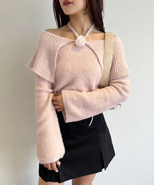 one after another NICE CLAUP(ワンアフターアナザーナイスクラップ)の「コサージュセット/スパンコールセーラーニット(ニット/セーター・レディース・グレー/アイボリー/ブラック/ピンク・FREE)」の16枚目の写真