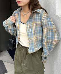 ショート丈チェックシャツ