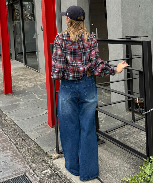 CIAOPANIC(チャオパニック)の「ショート丈チェックシャツ(シャツ/ブラウス・レディース・イエロー/レッド/ブルー・ONE SIZE)」の15枚目の写真