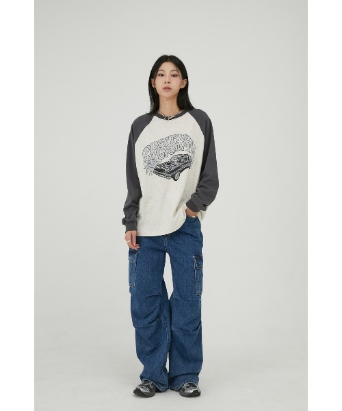 tシャツ A'GEM/9 × .kom 「ACOVER/オコボ」 Dreaming Raglan Overfit Long Sleeve /ドリーミン A'GEM/9 × .kom 『ACOVER/オコボ』 Grow Sun raglan Long Sleeve