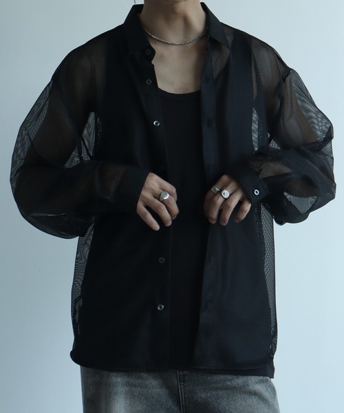 MADE IN JAPAN】メッシュルーズシルエットシアーシャツ（シャツ