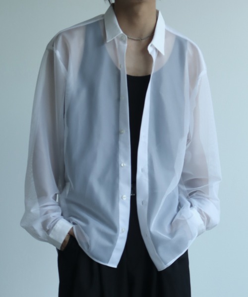 Art re A select(アトリエセレクト)の「【MADE IN JAPAN】メッシュルーズシルエットシアーシャツ(シャツ/ブラウス・メンズ・ホワイト/ブラック・M/L)」の11枚目の写真