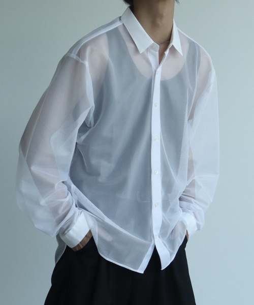Art re A select(アトリエセレクト)の「【MADE IN JAPAN】メッシュルーズシルエットシアーシャツ(シャツ/ブラウス・メンズ・ホワイト/ブラック・M/L)」の13枚目の写真