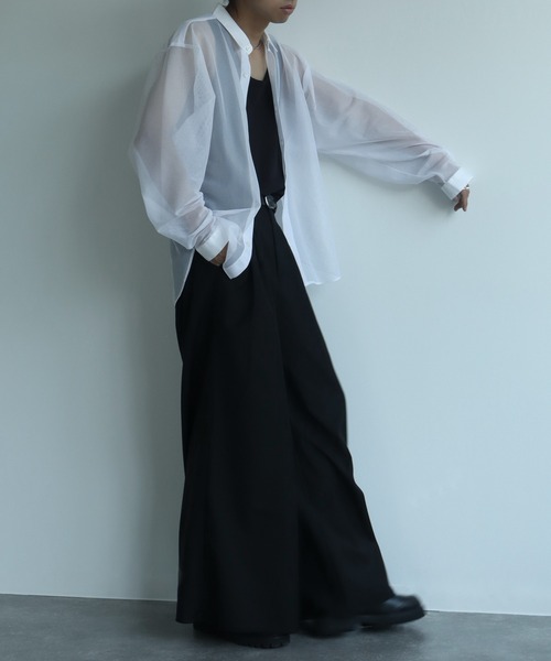 Art re A select(アトリエセレクト)の「【MADE IN JAPAN】メッシュルーズシルエットシアーシャツ(シャツ/ブラウス・メンズ・ホワイト/ブラック・M/L)」の14枚目の写真