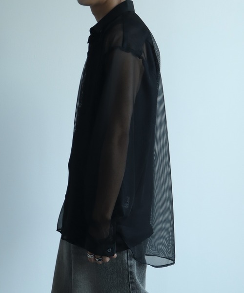 Art re A select(アトリエセレクト)の「【MADE IN JAPAN】メッシュルーズシルエットシアーシャツ(シャツ/ブラウス・メンズ・ホワイト/ブラック・M/L)」の7枚目の写真
