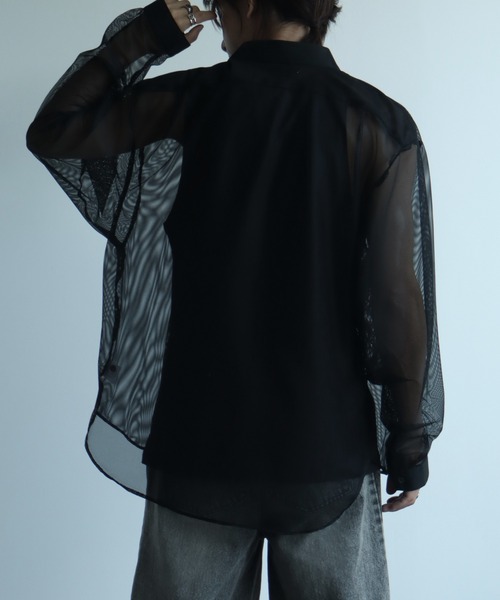 Art re A select(アトリエセレクト)の「【MADE IN JAPAN】メッシュルーズシルエットシアーシャツ(シャツ/ブラウス・メンズ・ホワイト/ブラック・M/L)」の9枚目の写真