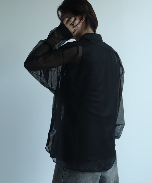 Art re A select(アトリエセレクト)の「【MADE IN JAPAN】メッシュルーズシルエットシアーシャツ(シャツ/ブラウス・メンズ・ホワイト/ブラック・M/L)」の8枚目の写真