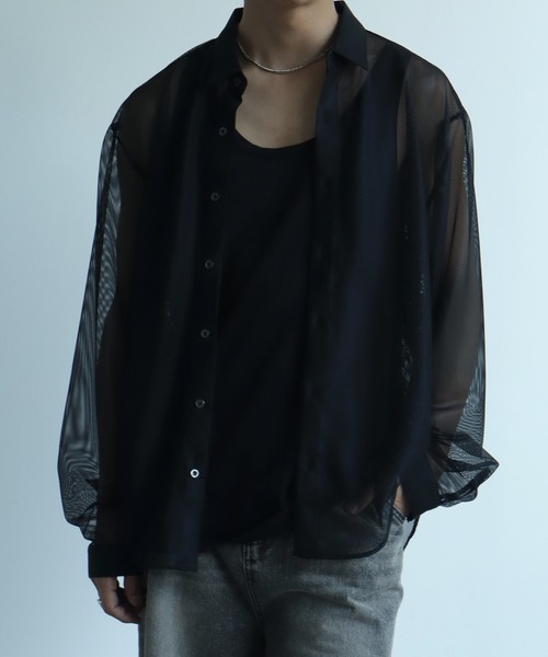 MADE IN JAPAN】メッシュルーズシルエットシアーシャツ（シャツ