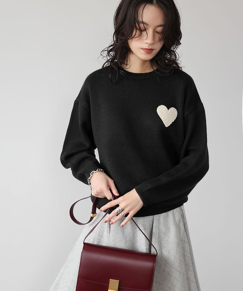 セール】ハート刺繍ニットプルオーバー（ニット/セーター）｜ELFRANK