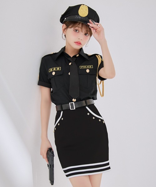 ポリスコスプレ /警察官コスプレ【ハロウィン5点セット