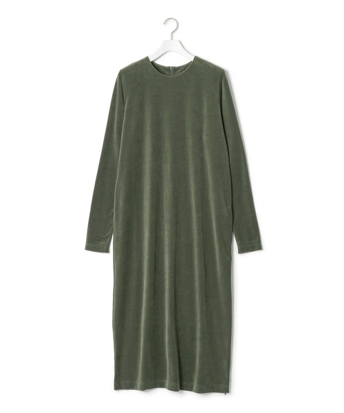 ADAM ET ROPE'(アダムエロペ)の「【ADAM ET ROPE'】ベロア BOTANICAL DYED LOOSE DRESS(ワンピース・レディース・ブラック/モスグリーン・FREE)」の1枚目の写真