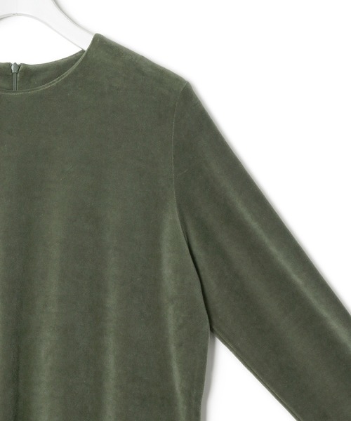 ADAM ET ROPE'(アダムエロペ)の「【ADAM ET ROPE'】ベロア BOTANICAL DYED LOOSE DRESS(ワンピース・レディース・ブラック/モスグリーン・FREE)」の6枚目の写真
