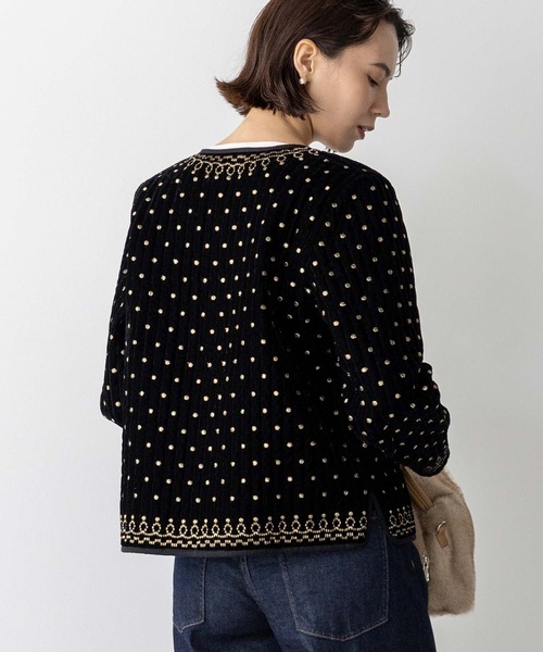 TORRAZZO DONNA ツイード ノーカラージャケット TORRAZZO DONNA:ニットツイードジャケット （ノーカラー