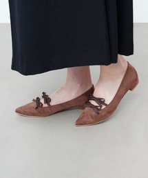 【25秋冬新色】ダブルリボンポインテッドトゥフラットパンプス(0572)