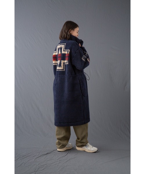 PENDLETON(ペンドルトン)の「スタンドロングコート(WOMEN)(ダウンジャケット/コート・レディース・ブラック×グリーン/ブラック/アイボリー/ベージュ/ネイビー・FREE)」の5枚目の写真