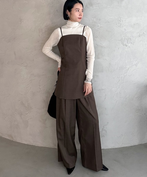 Doux archives（ドゥアルシーヴ）の「【setup可能】ツータックストレートパンツ（スラックス・レディース・ブラウン/ブラック/グレー・38）」の5枚目の写真