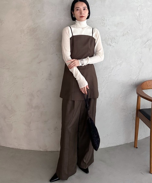 Doux archives（ドゥアルシーヴ）の「【setup可能】ツータックストレートパンツ（スラックス・レディース・ブラウン/ブラック/グレー・38）」の6枚目の写真