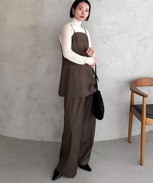 Doux archives（ドゥアルシーヴ）の「【setup可能】ツータックストレートパンツ（スラックス・レディース・ブラウン/ブラック/グレー・38）」の7枚目の写真