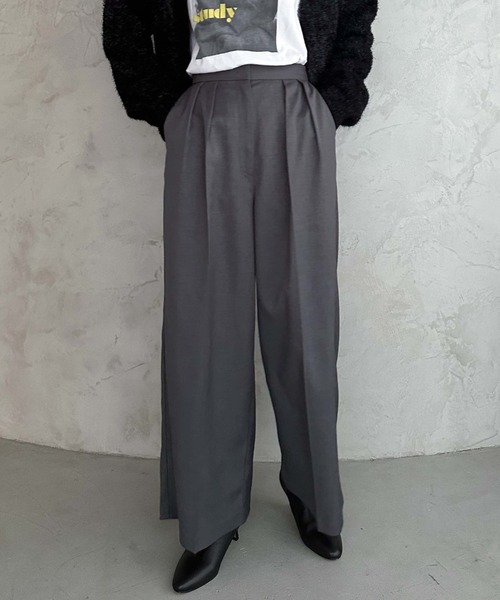 Doux archives（ドゥアルシーヴ）の「【setup可能】ツータックストレートパンツ（スラックス・レディース・ブラウン/ブラック/グレー・38）」の8枚目の写真