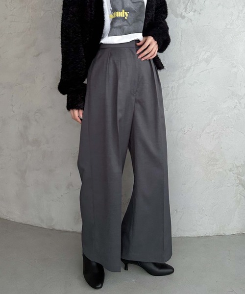 Doux archives（ドゥアルシーヴ）の「【setup可能】ツータックストレートパンツ（スラックス・レディース・ブラウン/ブラック/グレー・38）」の9枚目の写真