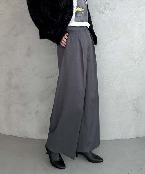 Doux archives（ドゥアルシーヴ）の「【setup可能】ツータックストレートパンツ（スラックス・レディース・ブラウン/ブラック/グレー・38）」の4枚目の写真