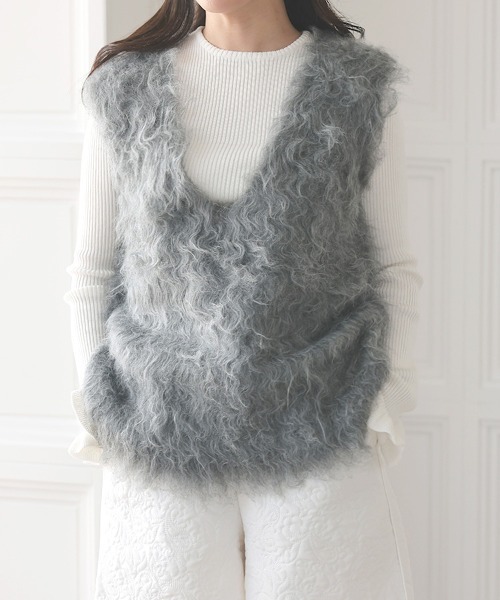 DONOBAN（ドノバン）の「シャギーベスト（ベスト・レディース・グレー/ブラック/アイボリー・ONE）」の3枚目の写真