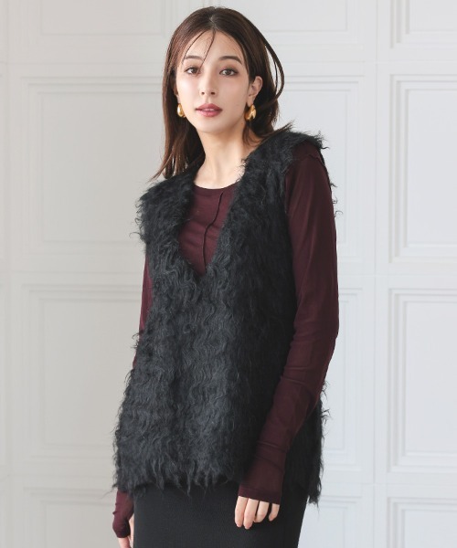 DONOBAN（ドノバン）の「シャギーベスト（ベスト・レディース・グレー/ブラック/アイボリー・ONE）」の2枚目の写真