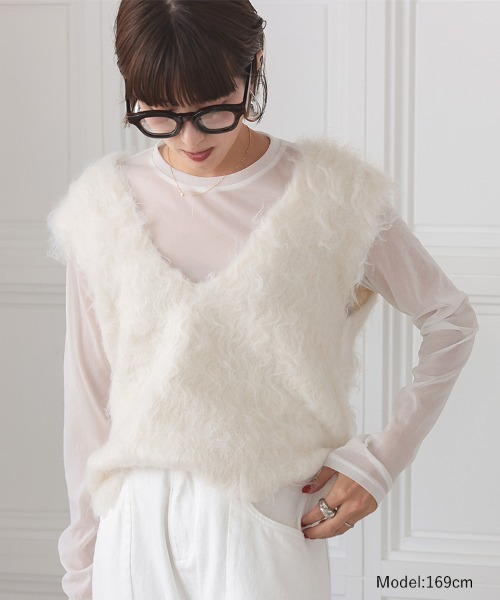 DONOBAN（ドノバン）の「シャギーベスト（ベスト・レディース・グレー/ブラック/アイボリー・ONE）」の4枚目の写真