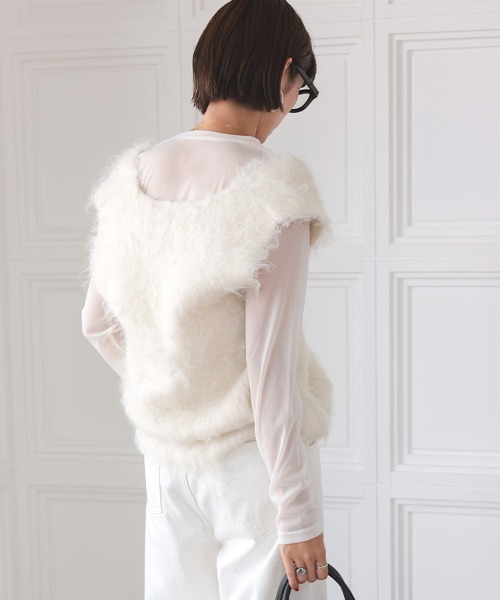 DONOBAN（ドノバン）の「シャギーベスト（ベスト・レディース・グレー/ブラック/アイボリー・ONE）」の6枚目の写真