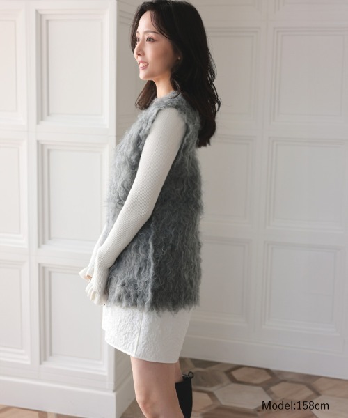 DONOBAN（ドノバン）の「シャギーベスト（ベスト・レディース・グレー/ブラック/アイボリー・ONE）」の8枚目の写真