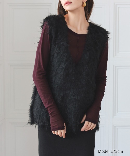 DONOBAN（ドノバン）の「シャギーベスト（ベスト・レディース・グレー/ブラック/アイボリー・ONE）」の12枚目の写真