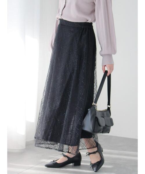 Te chichi TERRASSE(テチチテラス)の「スパンコールフレアスカート(スカート・レディース・ブラック/オフホワイト・F)」の17枚目の写真