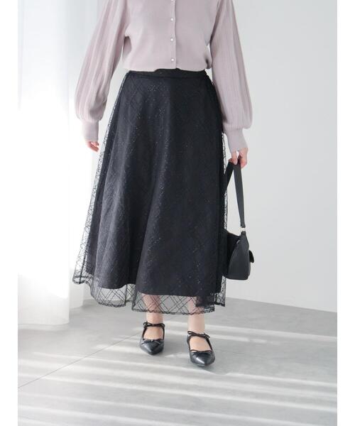 Te chichi TERRASSE(テチチテラス)の「スパンコールフレアスカート(スカート・レディース・ブラック/オフホワイト・F)」の19枚目の写真