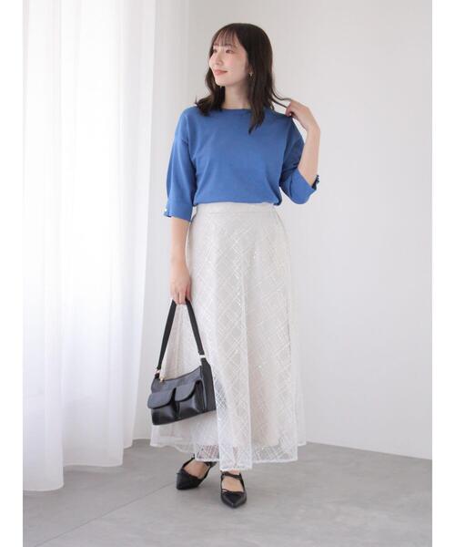 Te chichi TERRASSE(テチチテラス)の「スパンコールフレアスカート(スカート・レディース・ブラック/オフホワイト・F)」の20枚目の写真