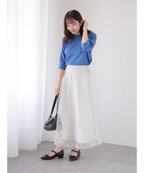 Te chichi TERRASSE(テチチテラス)の「スパンコールフレアスカート(スカート・レディース・ブラック/オフホワイト・F)」の11枚目の写真