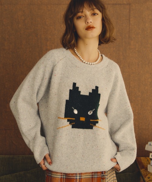 Unitage（ユニテージ）の「※入荷禁止※オーバーサイズワンにゃんニット（ニット/セーター・レディース・ブラック/グレー/アイボリー/ベージュ・FREE）」の12枚目の写真