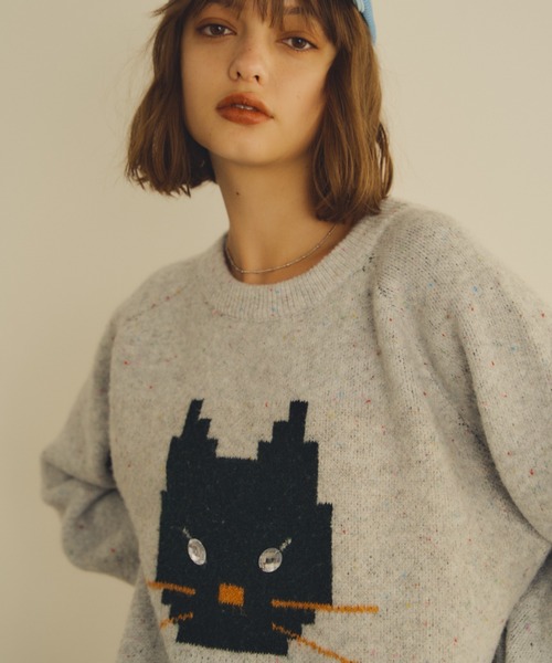 Unitage（ユニテージ）の「※入荷禁止※オーバーサイズワンにゃんニット（ニット/セーター・レディース・ブラック/グレー/アイボリー/ベージュ・FREE）」の17枚目の写真