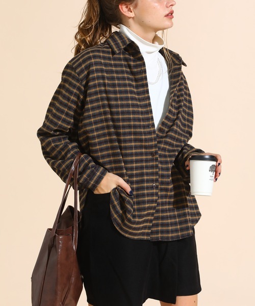sara&cake(サラアンドケイク)の「チェックコーデュロイシャツ(シャツ/ブラウス・レディース・ダークブラウン/アイボリー・FREE)」の5枚目の写真