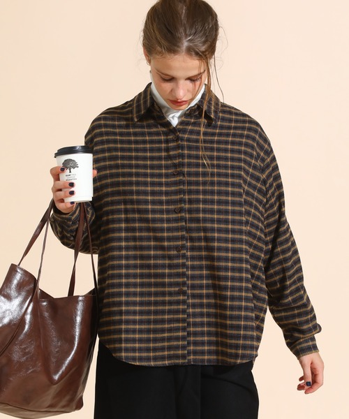 sara&cake(サラアンドケイク)の「チェックコーデュロイシャツ(シャツ/ブラウス・レディース・ダークブラウン/アイボリー・FREE)」の7枚目の写真