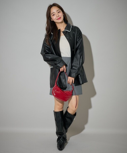 PUBLUX（パブリュクス）の「PUBLUX/パブリュクス レース付フェイクレザージャケット　限定展開（その他アウター・レディース・ブラック・ﾌﾘ-）」の11枚目の写真