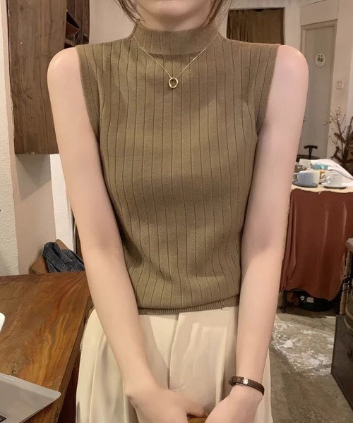 リブハイネックノースリーブニット（ニット/セーター）｜STYLEBLOCK