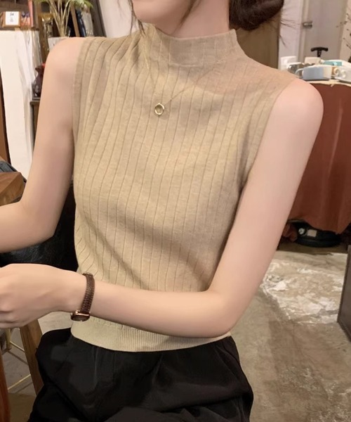 リブハイネックノースリーブニット（ニット/セーター）｜STYLEBLOCK