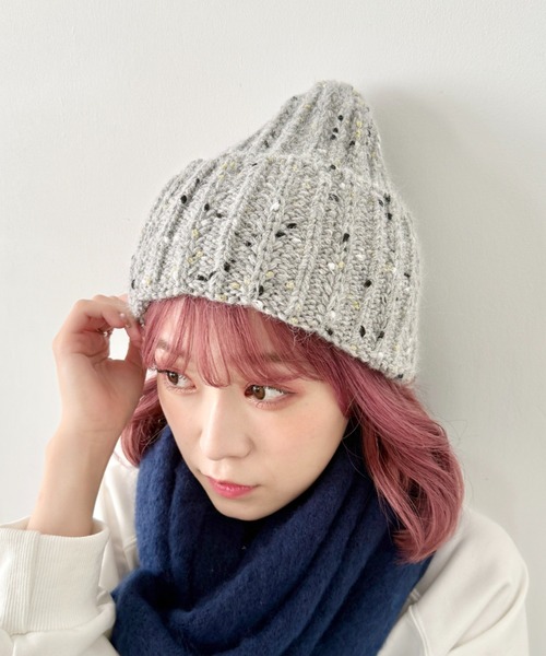 セール】ラメネップニット帽（ニットキャップ/ビーニー
