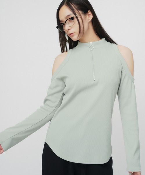 SHOULDER HOLE RIB TOPS / ショルダーホールリブトップス（T