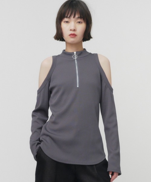 tシャツ SHOULDER HOLE RIB TOPS / ショルダーホールリブトップス レディース セール】SHOULDER HOLE RIB TOPS / ショルダーホールリブ