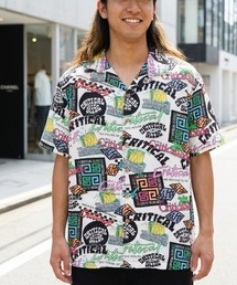 SS SHIRT/Critical Slide(TCSS)クリティカルスライドエスニックチックステッカー風総柄半袖シャツ