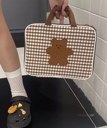 ammy.（エイミードット）の「【 ammy. / エイミードット 】 ギンガムチェック ドッグ デザイン PC バッグ（PC・タブレットケース・レディース）」