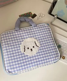 ammy.(エイミードット)の【 ammy. / エイミードット 】 ギンガムチェック ドッグ デザイン PC バッグ(PC・タブレットケース)