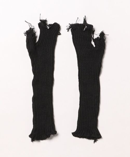 VIBGYOR Women（ヴィブジョー　ウィメン）の「【urge select】リブニット ダメージ デザイン アームウォーマー（アームカバー・レディース・グレー/アイボリー/ブラック・FREE）」の8枚目の写真